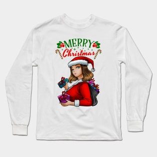 Merry Christmas Santa Girl Long Sleeve T-Shirt